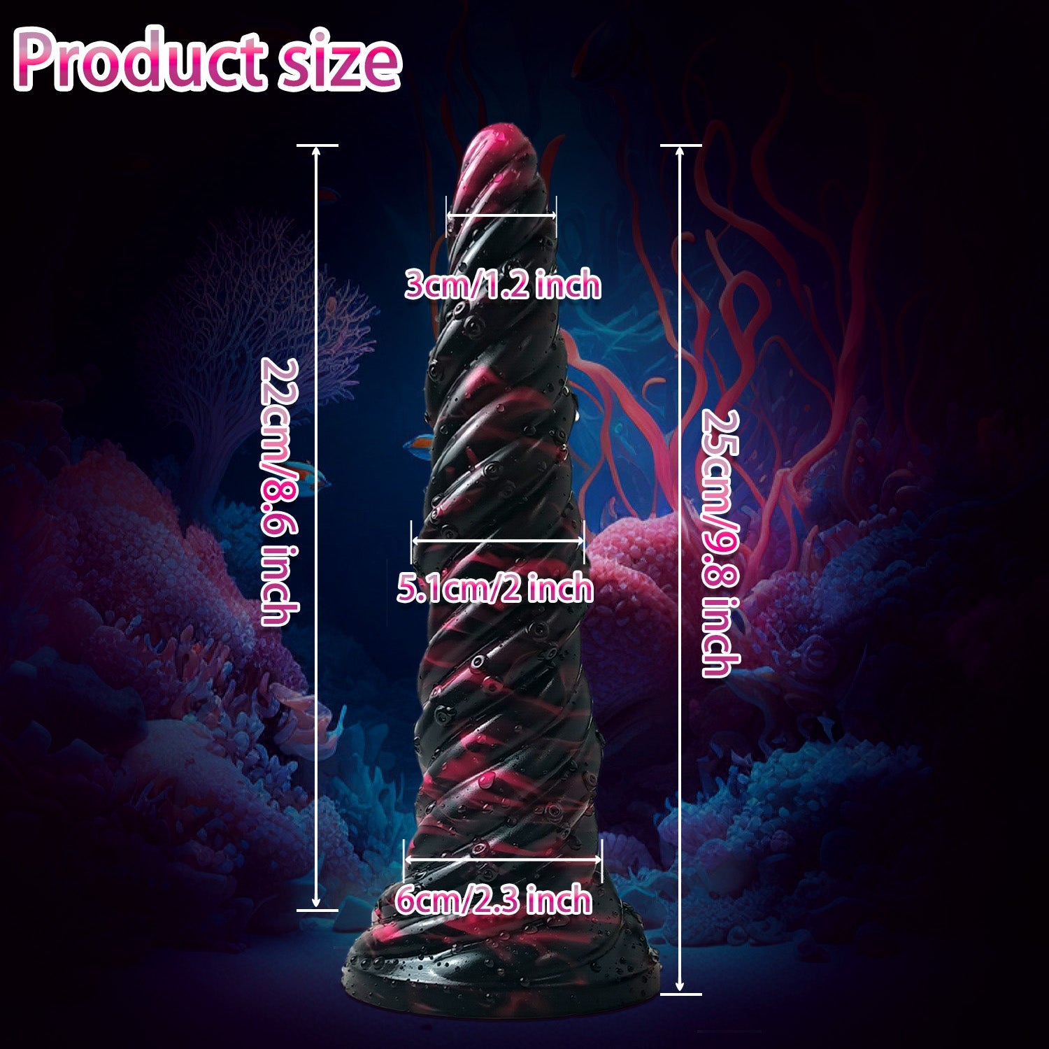 9 Inch Black Thread Cone Anal Dildo
