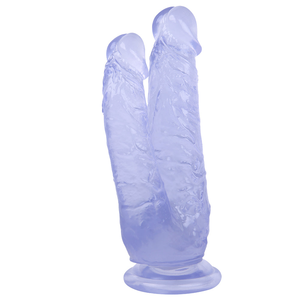Blue Jelly Silicone Double Penetration Dildo
