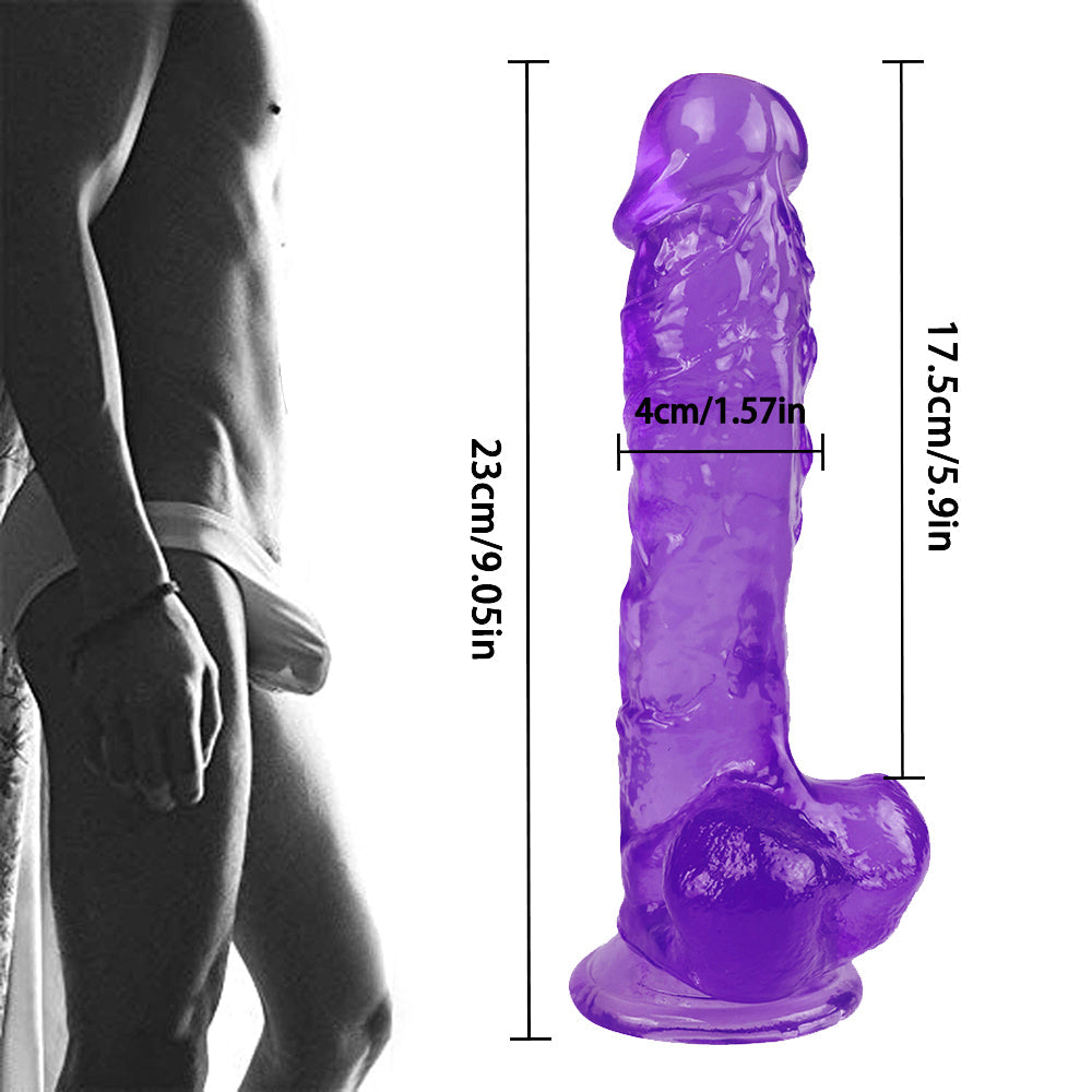 9 Inch Purple Clear Large Jelly Dildo