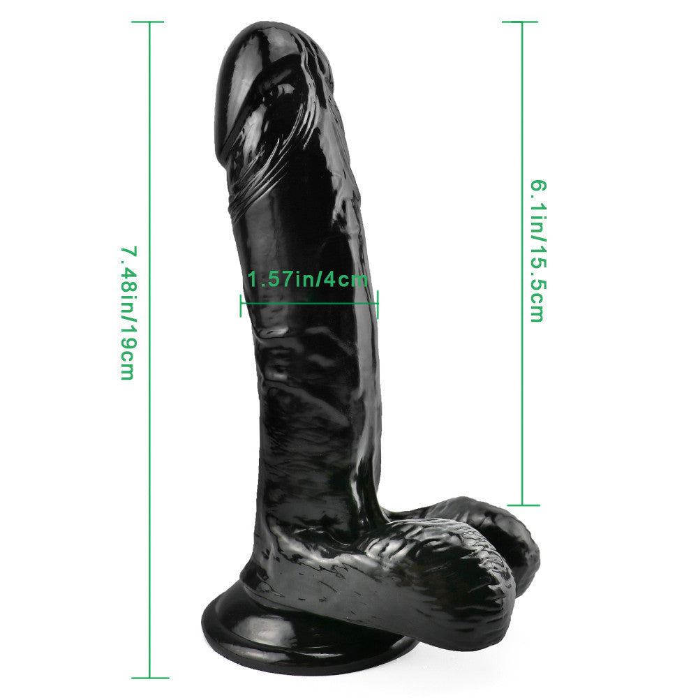 7 Inch Realistic Black Dildo with Eggs