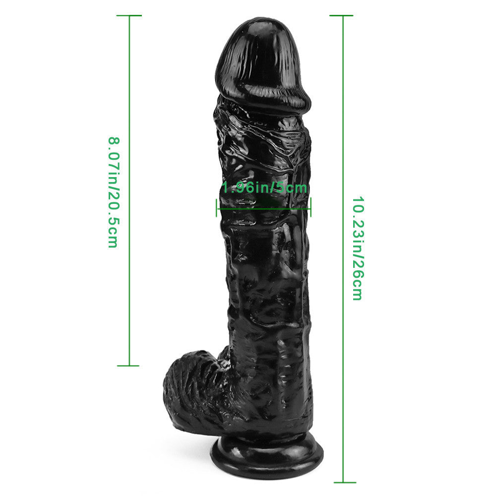 10 Inch Black Rough Realistic Big Dildo