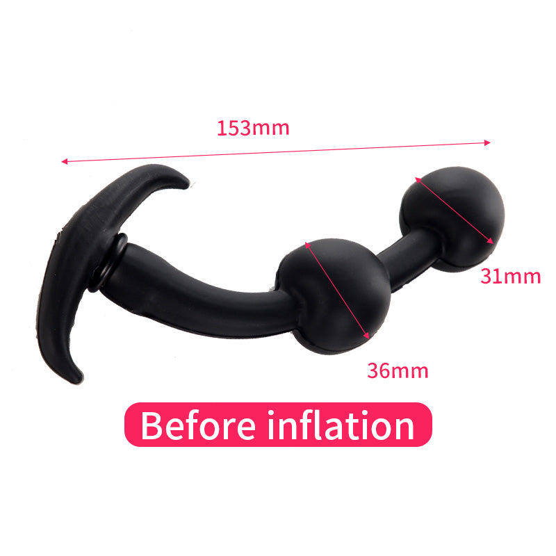 Black Built-in Steel Ball Inflatable Butt Plug