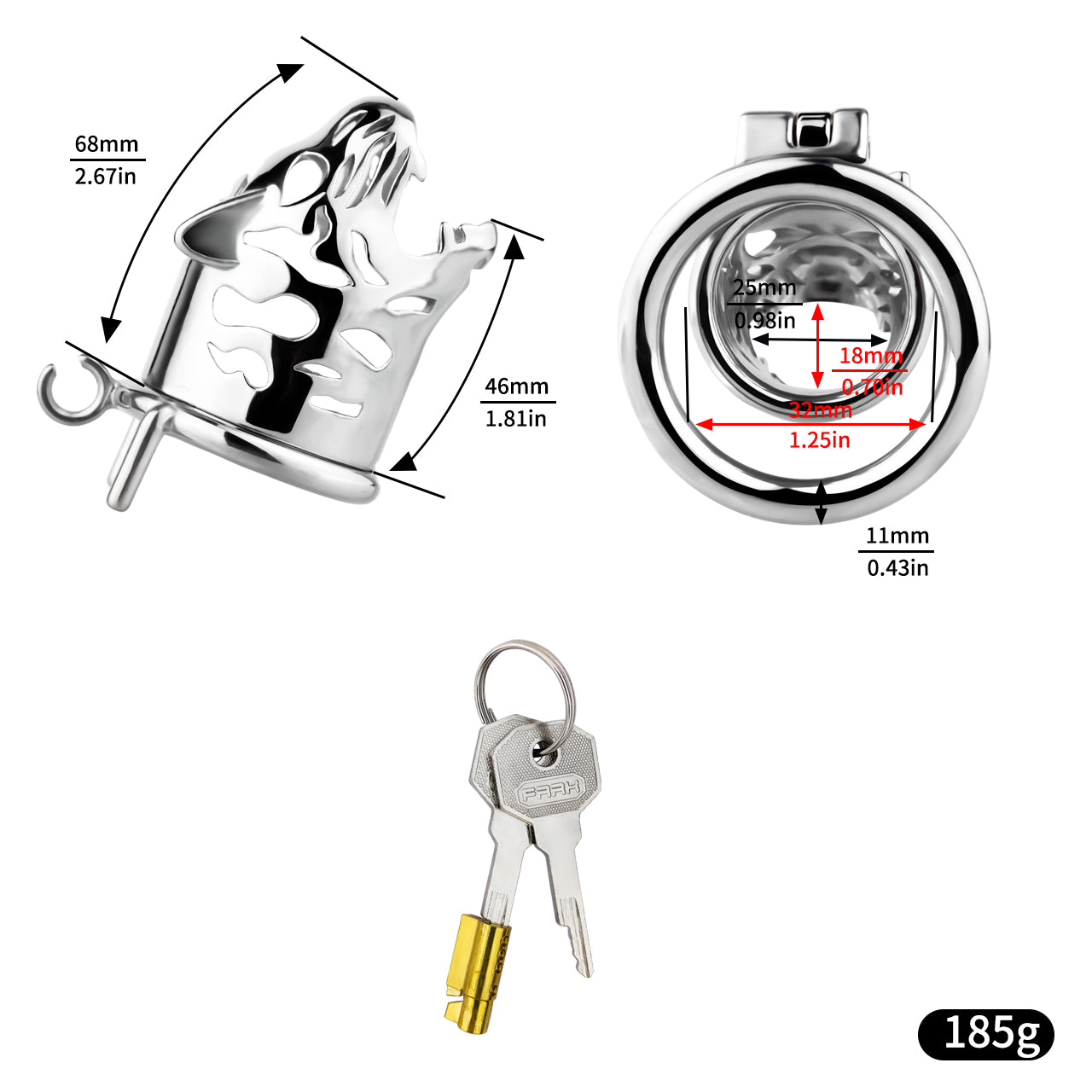 Tiger Head Stainless Steel Male Cock Cage