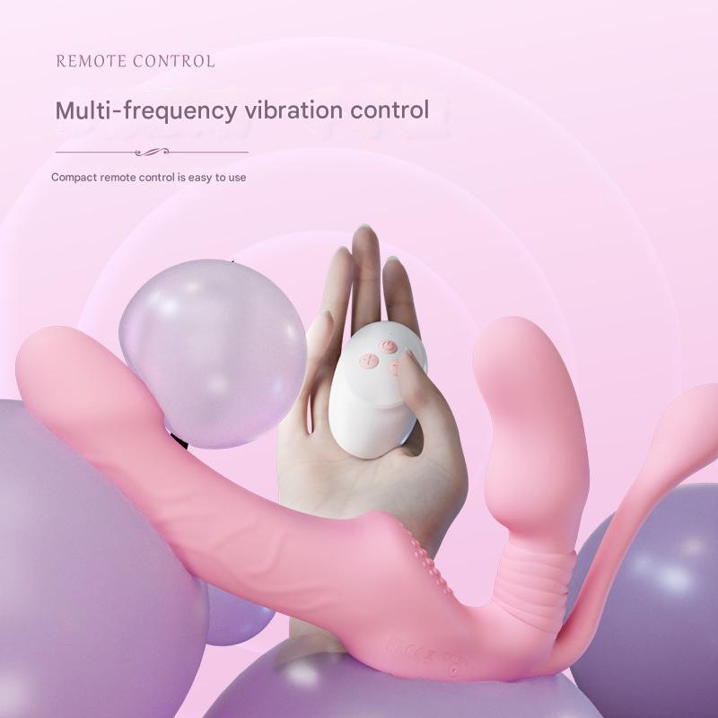 Pink Vibrating Female Strapless Strapon