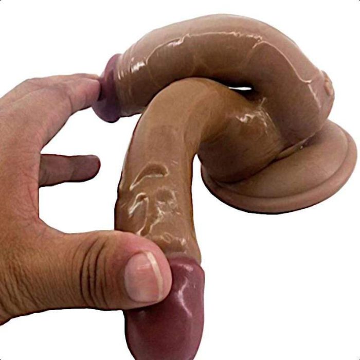 Gode ​​double en silicone marron jouet sexuel