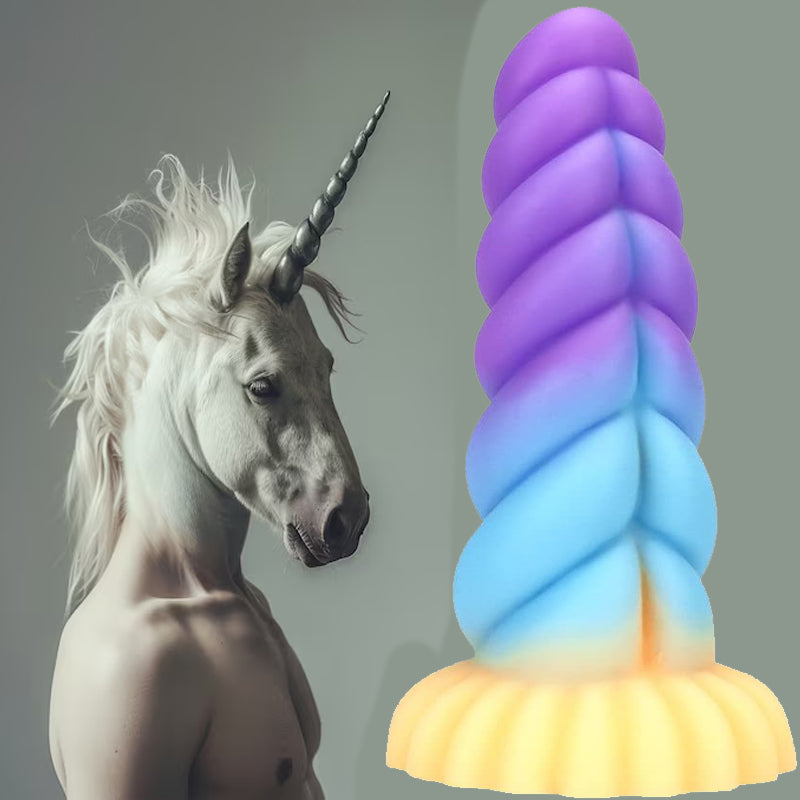 8 Inch Colorful Threaded Unicorn Dildo