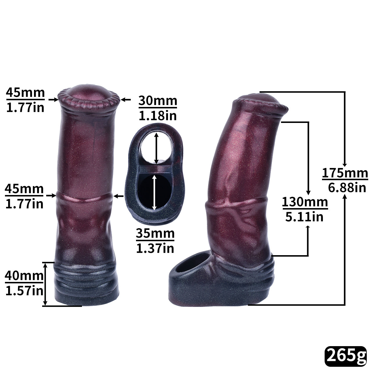 6 Inch Black Platinum Silicone Horse Cock Sleeve