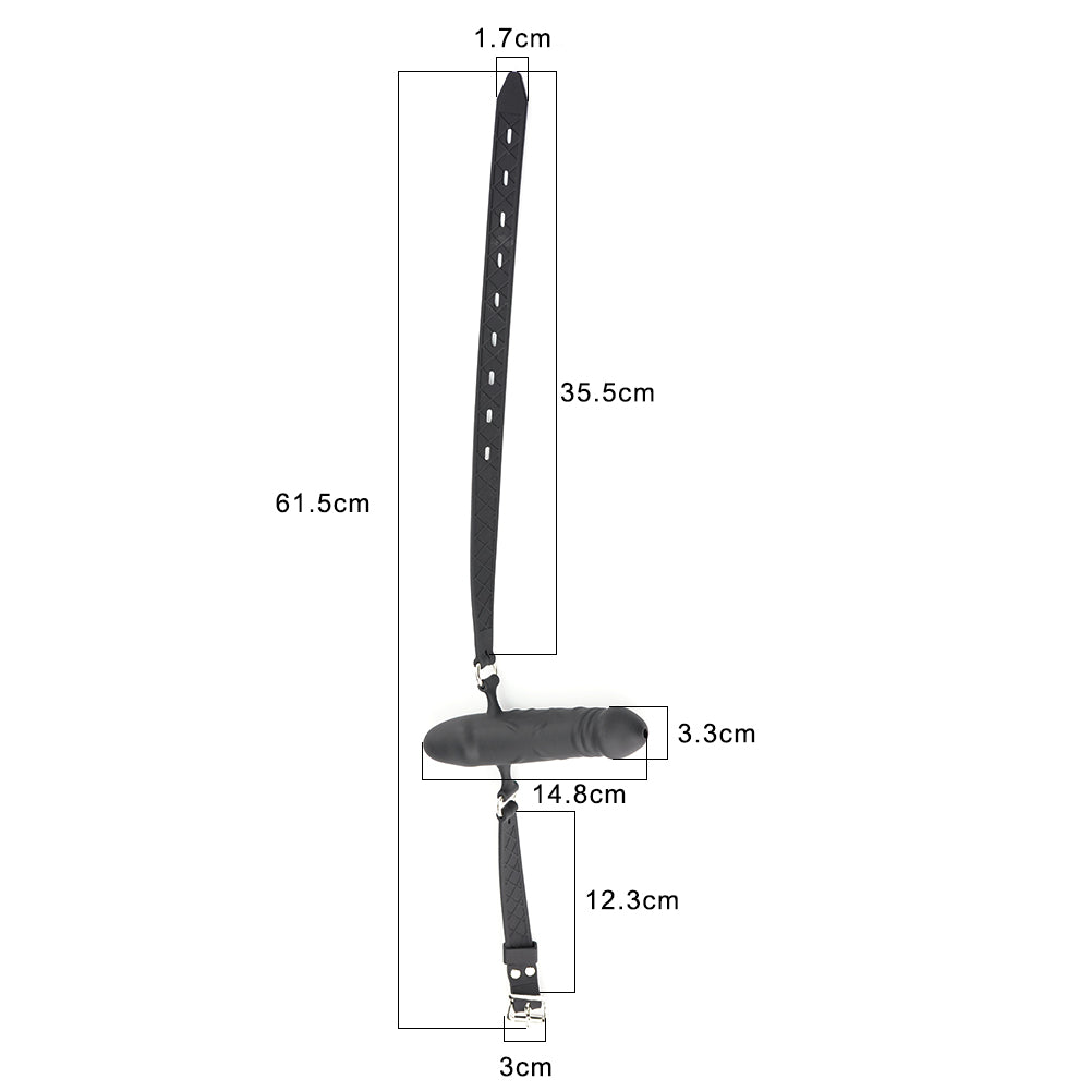 Black Silicone Strap On Face Dildo Gag