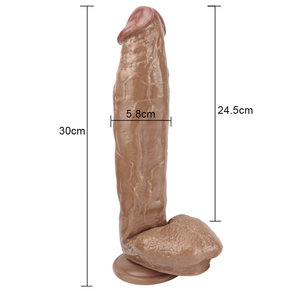 11 Inch Extra Long Brown Realistic Huge Dildo
