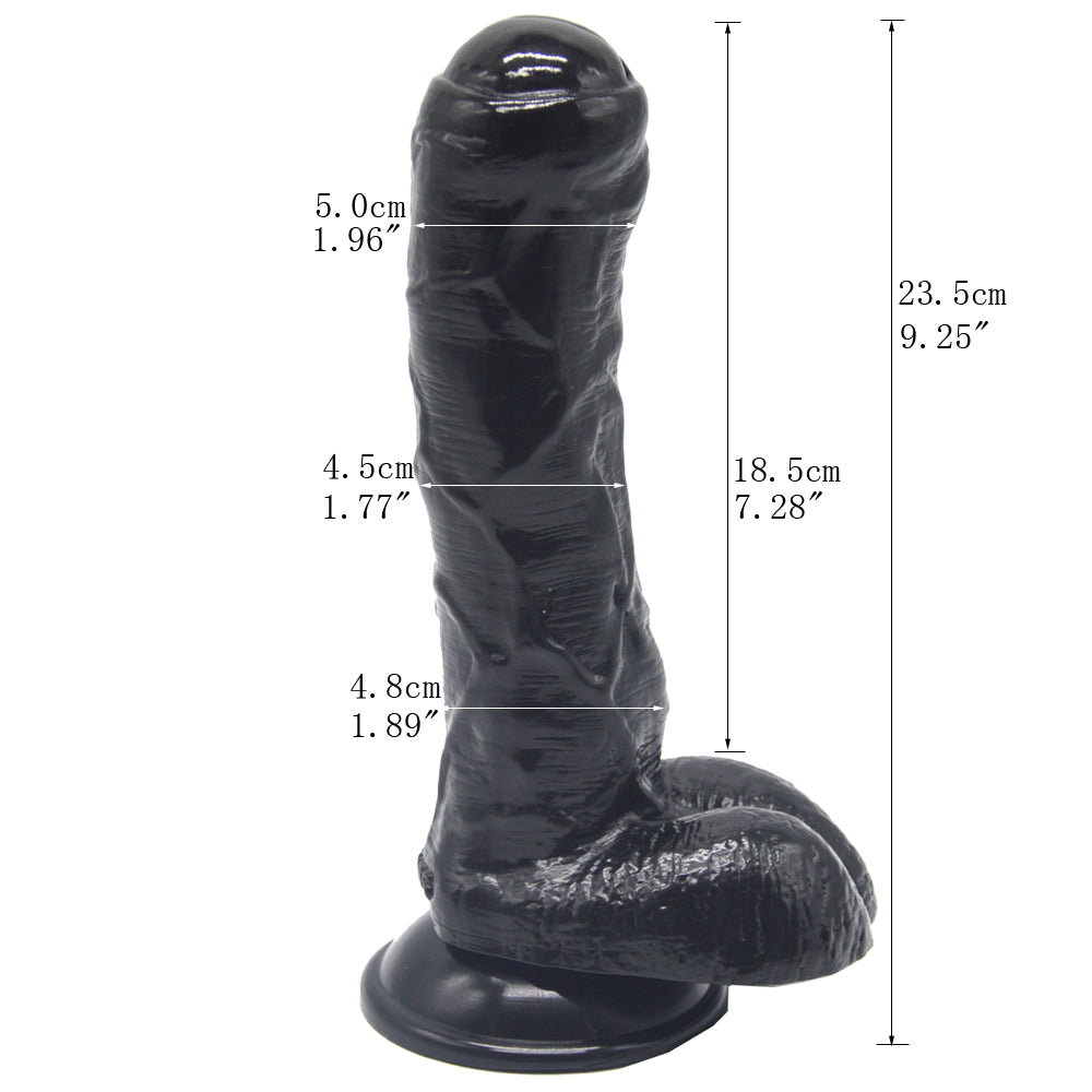9 Inch Black Uncut Large Dildo