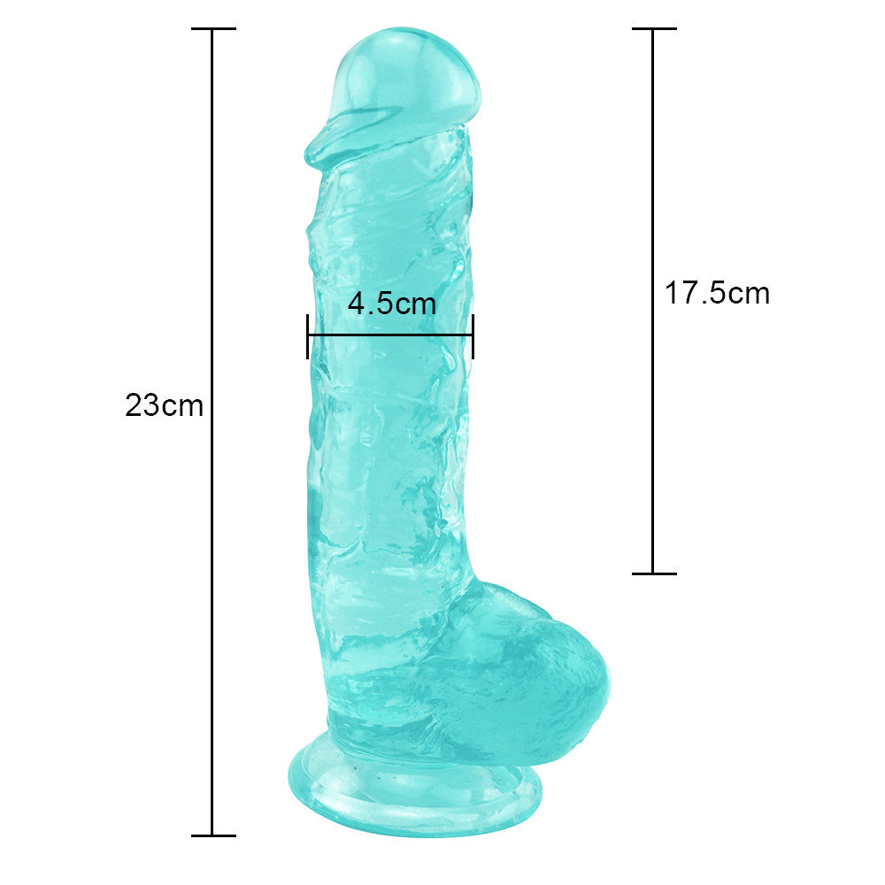 9 Inch Green Transparent Realistic Large Dildo