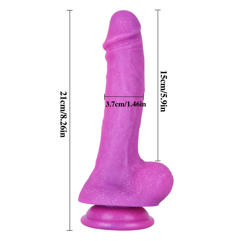 Gode ​​en silicone pailleté violet de 8,26 pouces