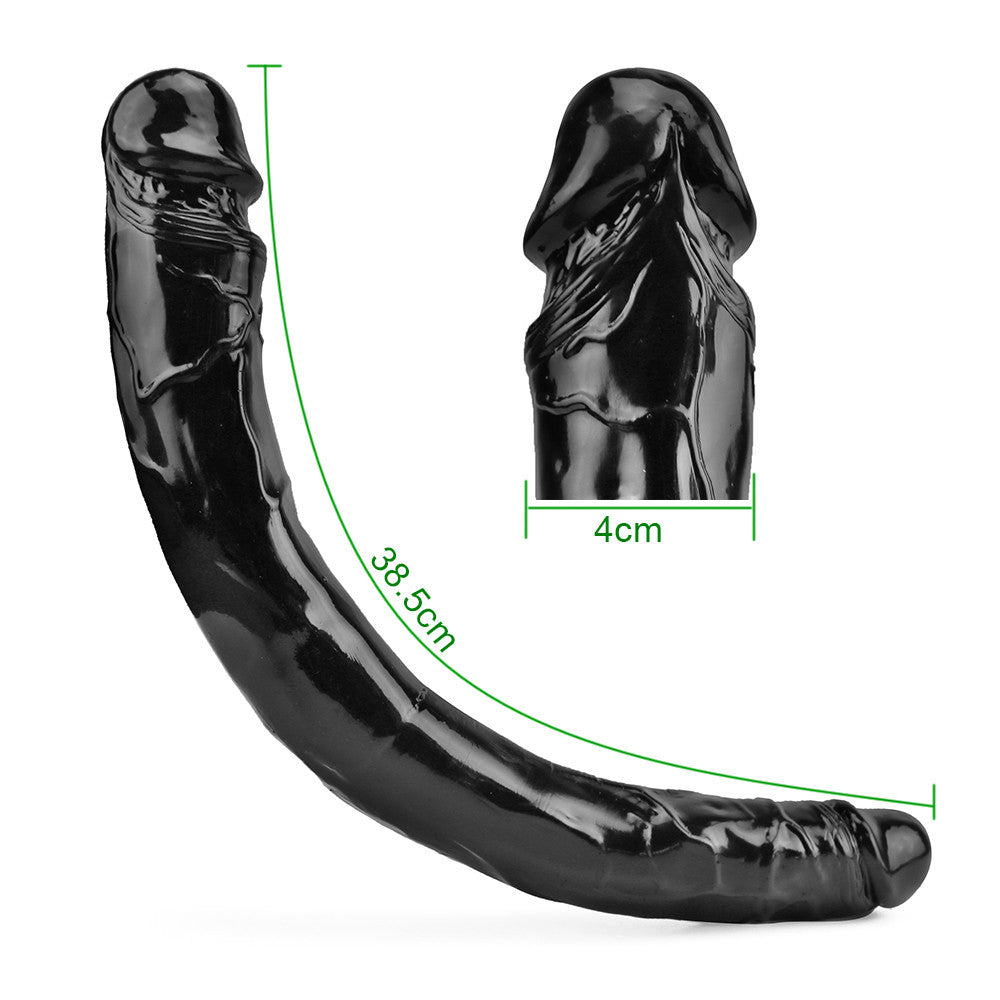 15 Inch Long Black Realistic Double Dildo