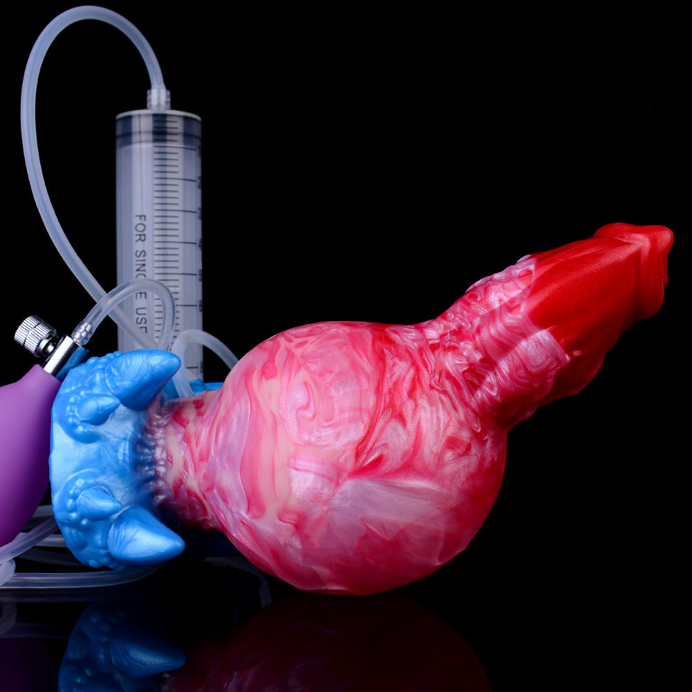 7 Inch Red Fantasy Dog Inflatable Squirting Dildo