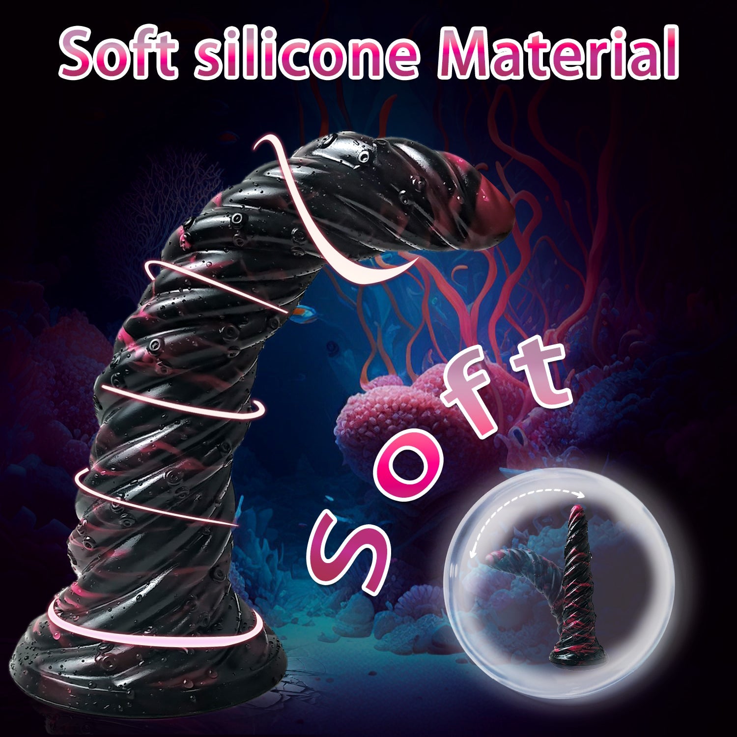 9 Inch Black Thread Cone Anal Dildo