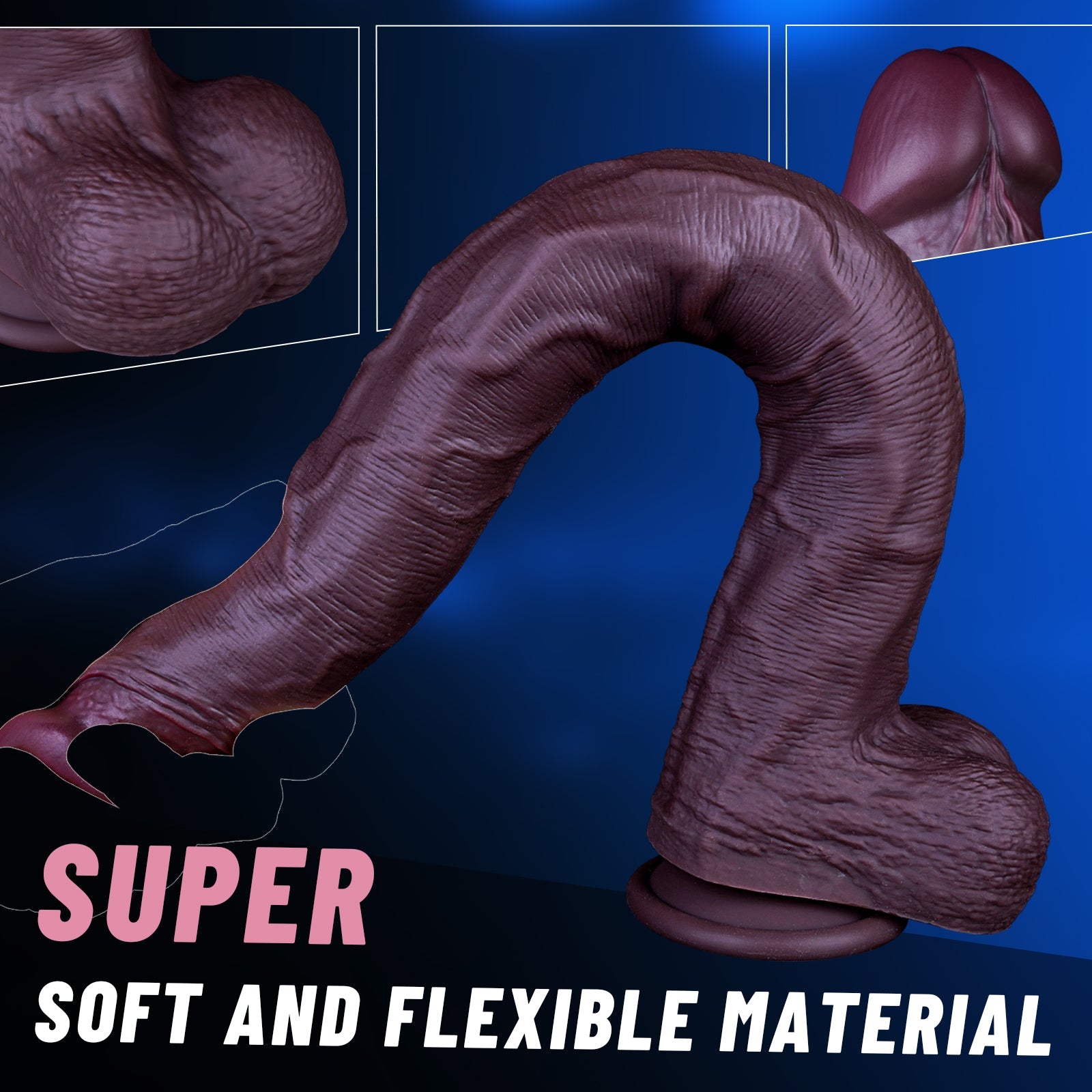 Brown Dual Density 16 Inch Extra Long Dildo