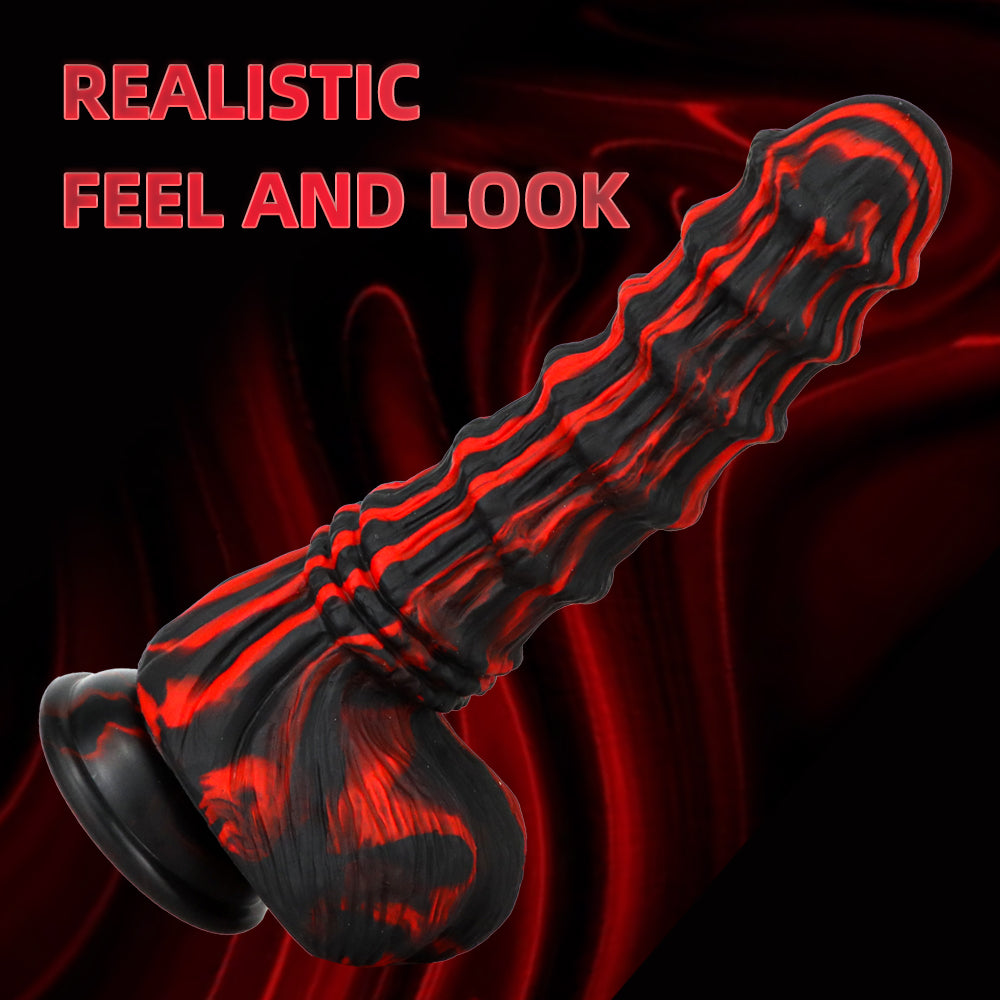 Dark Bamboo Ribbed Silicone Fantasy Dildo