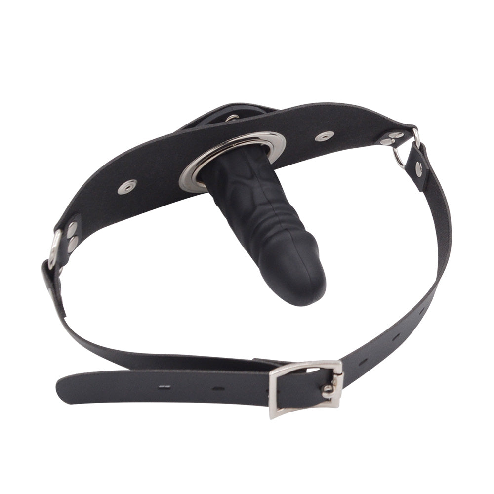 Black Leather Removable Facial Dildo Gag