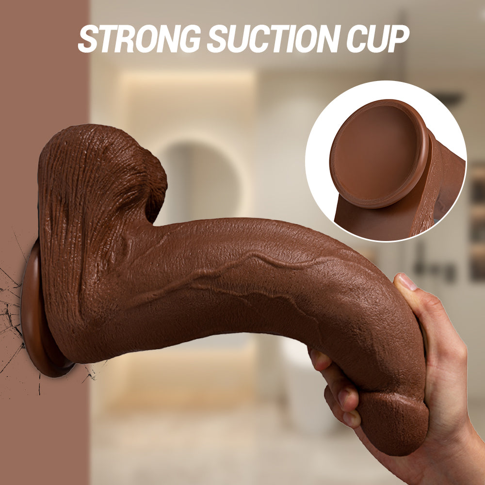 13 Inch Brown Tapered 3 Inch Wide Girth Dildo