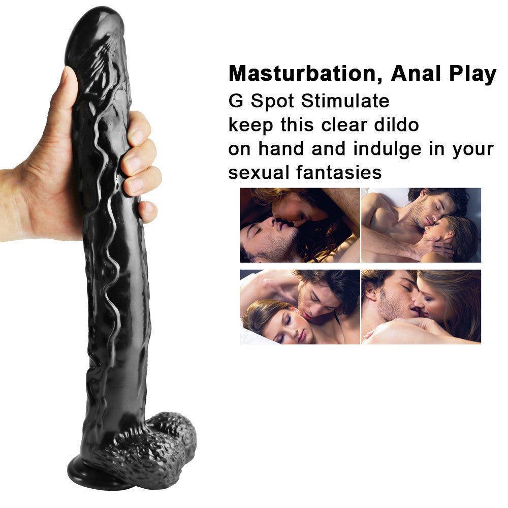 16 Inch Extra Long Black Realistic Huge Dildo