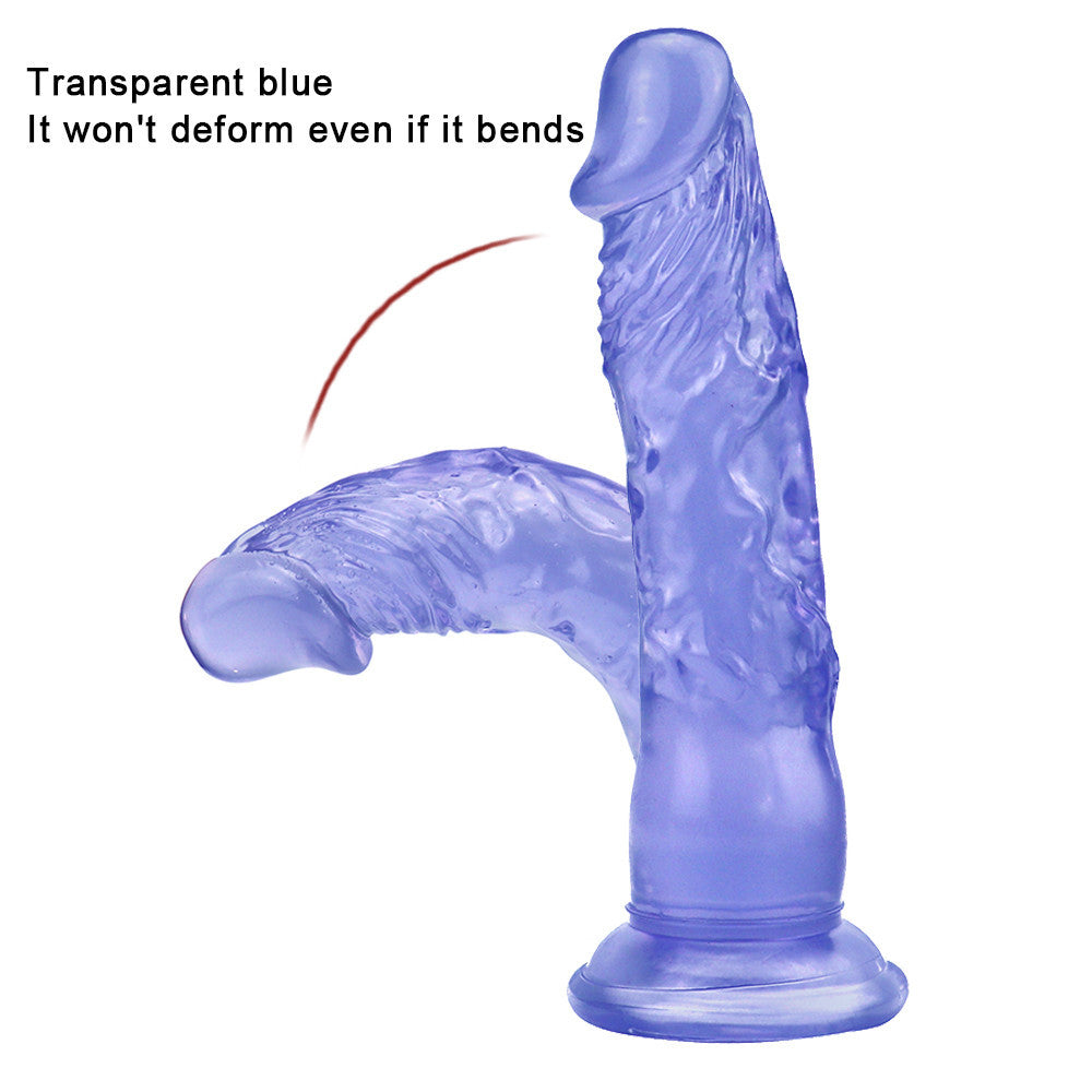 8 Inch Blue Straight Realistic Jelly Dildo