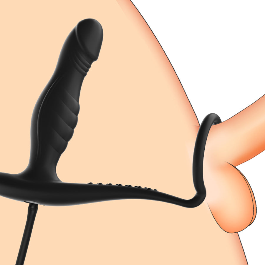 Silicone Inflatable Butt Plug With Penis Ring