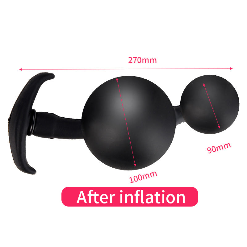 Black Built-in Steel Ball Inflatable Butt Plug