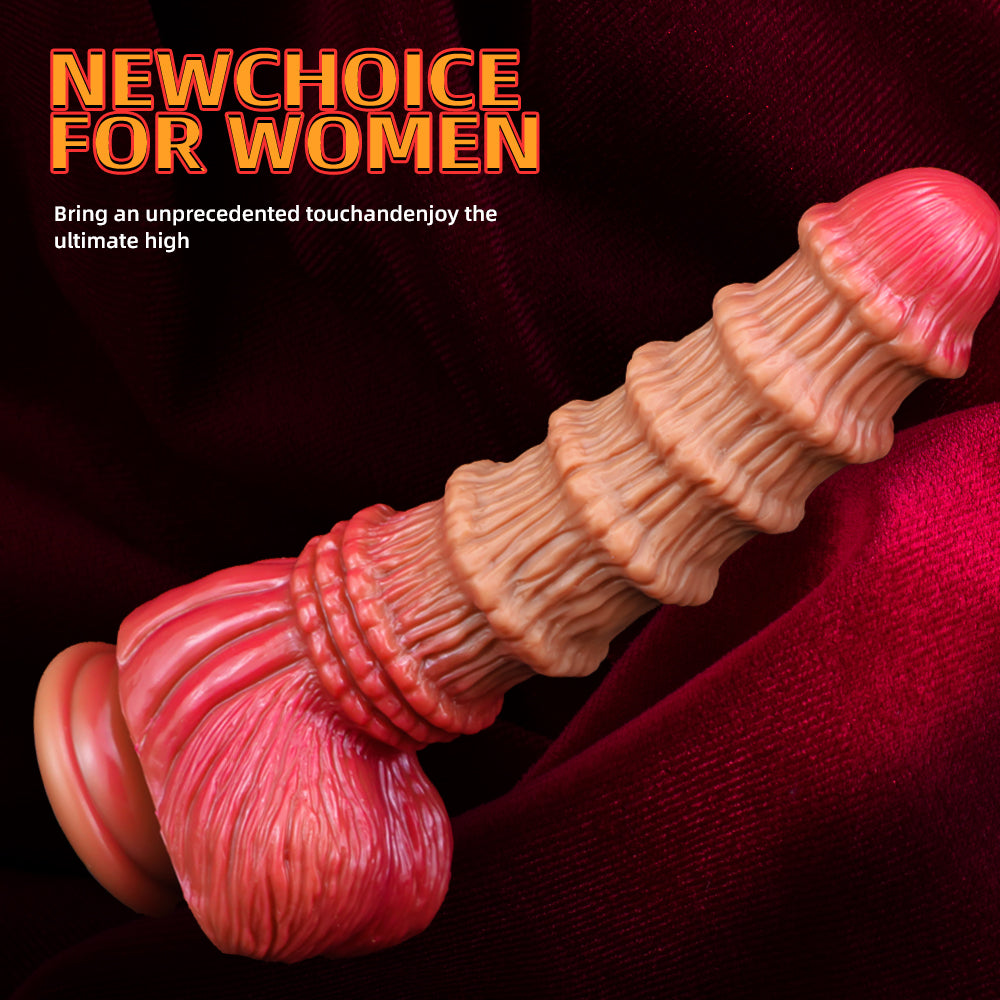 Bamboo Ribbed Fantasy Silicone Dildo