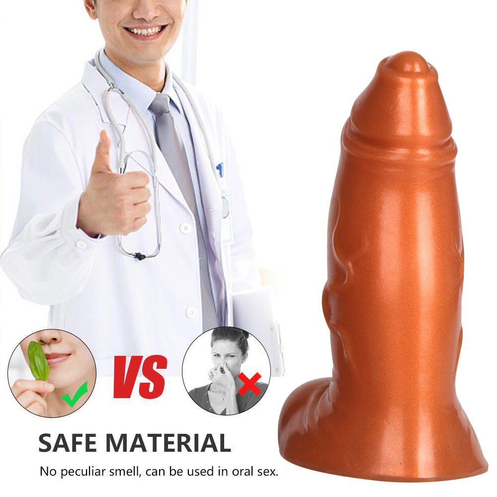 5 Inch Brown Fat Dildo with Foreskin