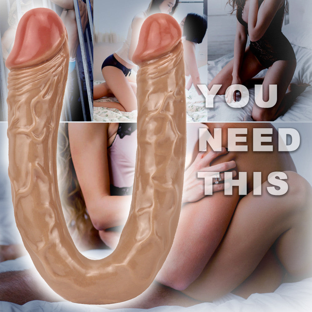 16 Inch Brown Penis Lesbian Double Dildo