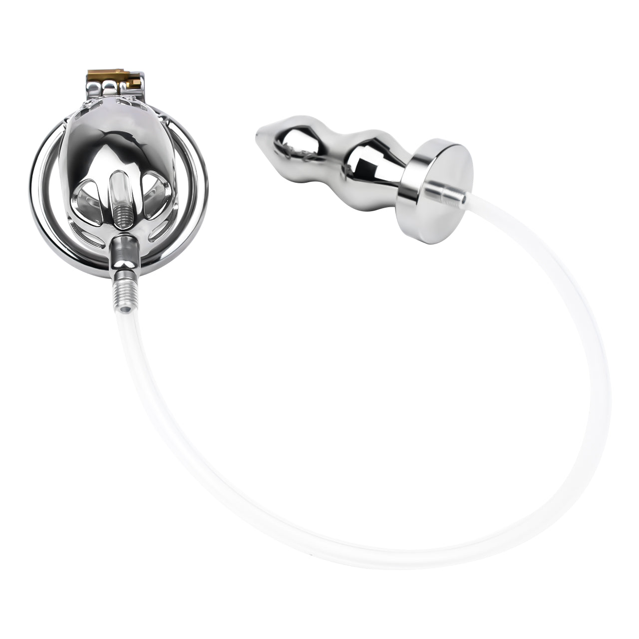 Metal Inverted Chastity Cage With Butt Plug