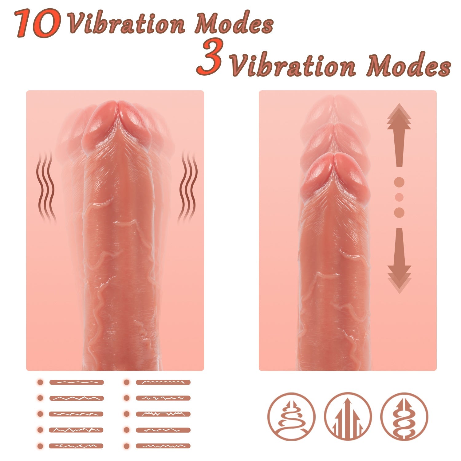 8 Inch Waterproof Realistic Thrusting Dildo