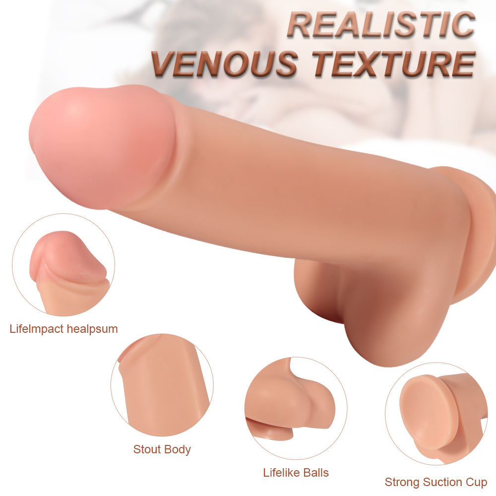 Flesh Pvc Curved Realistic Dildo