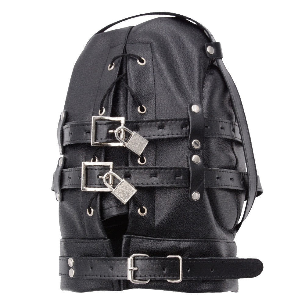 Black Leather BDSM Dildo Gag Mask
