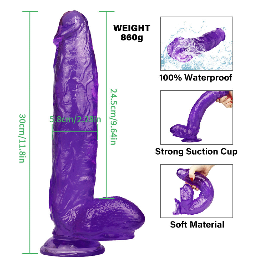 12 Inch Purple Thick Jelly Dildo
