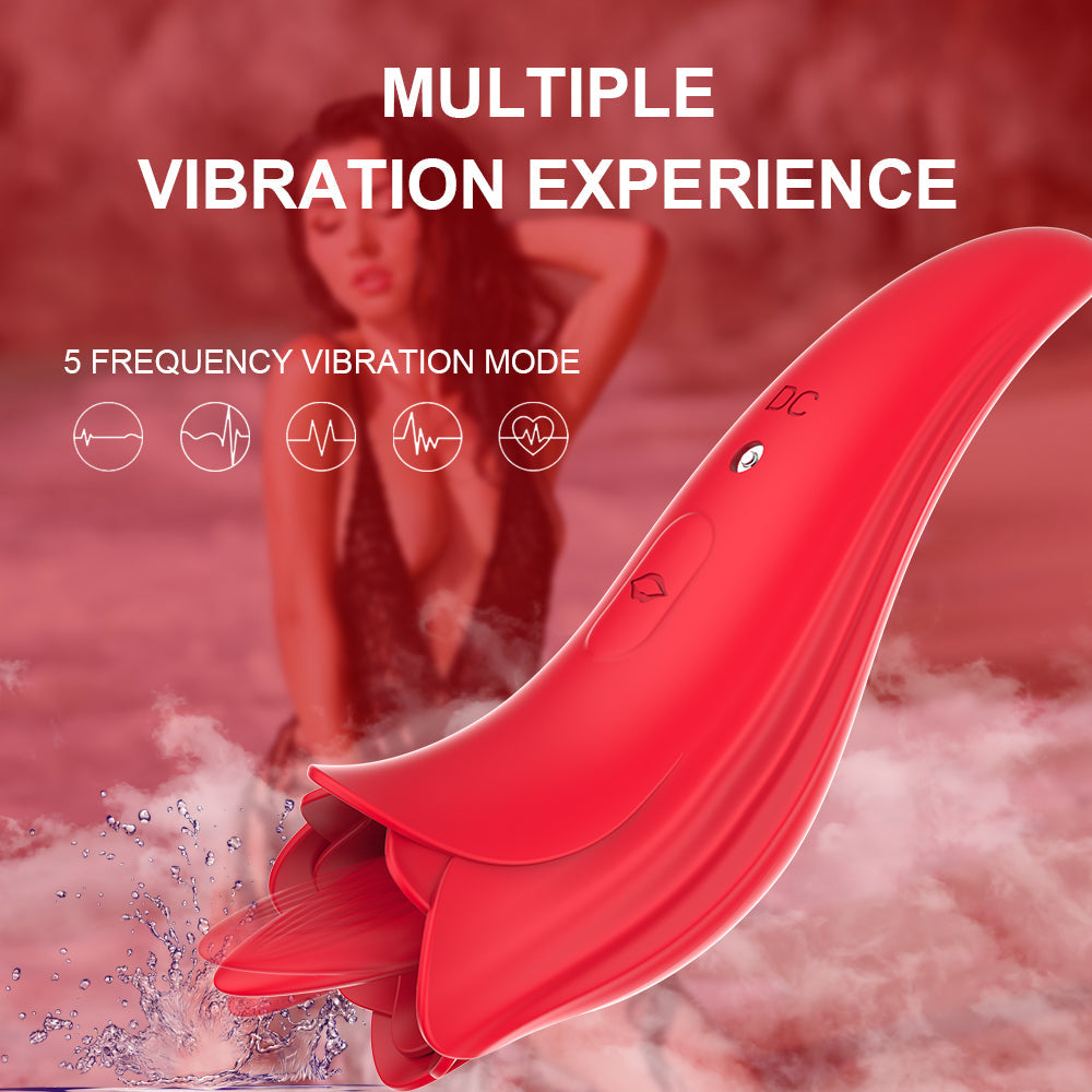 Red Realistic Oral Sex Clit Tongue Vibrator