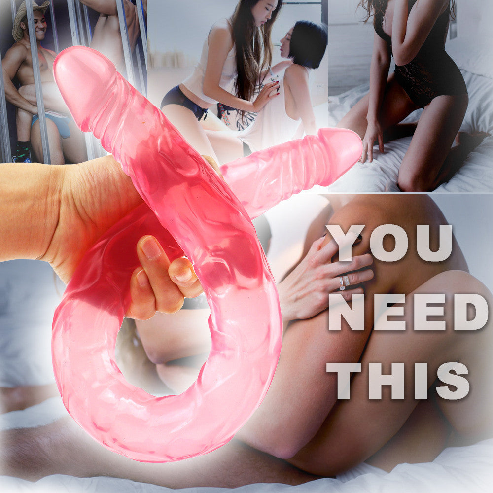 22 Inch Pink Jelly Lesbian Double Dildo