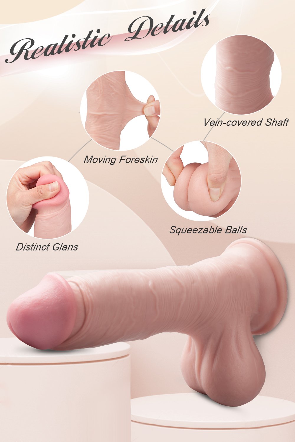 8 Inch Ultra Realistic Skin Dildo With Moving Foreskin