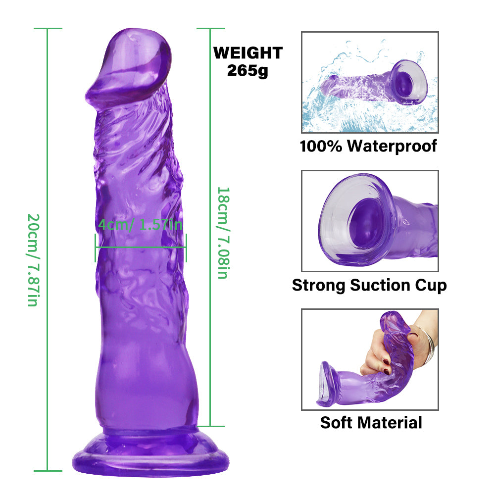 8 Inch Purple Clear Jelly Dildo
