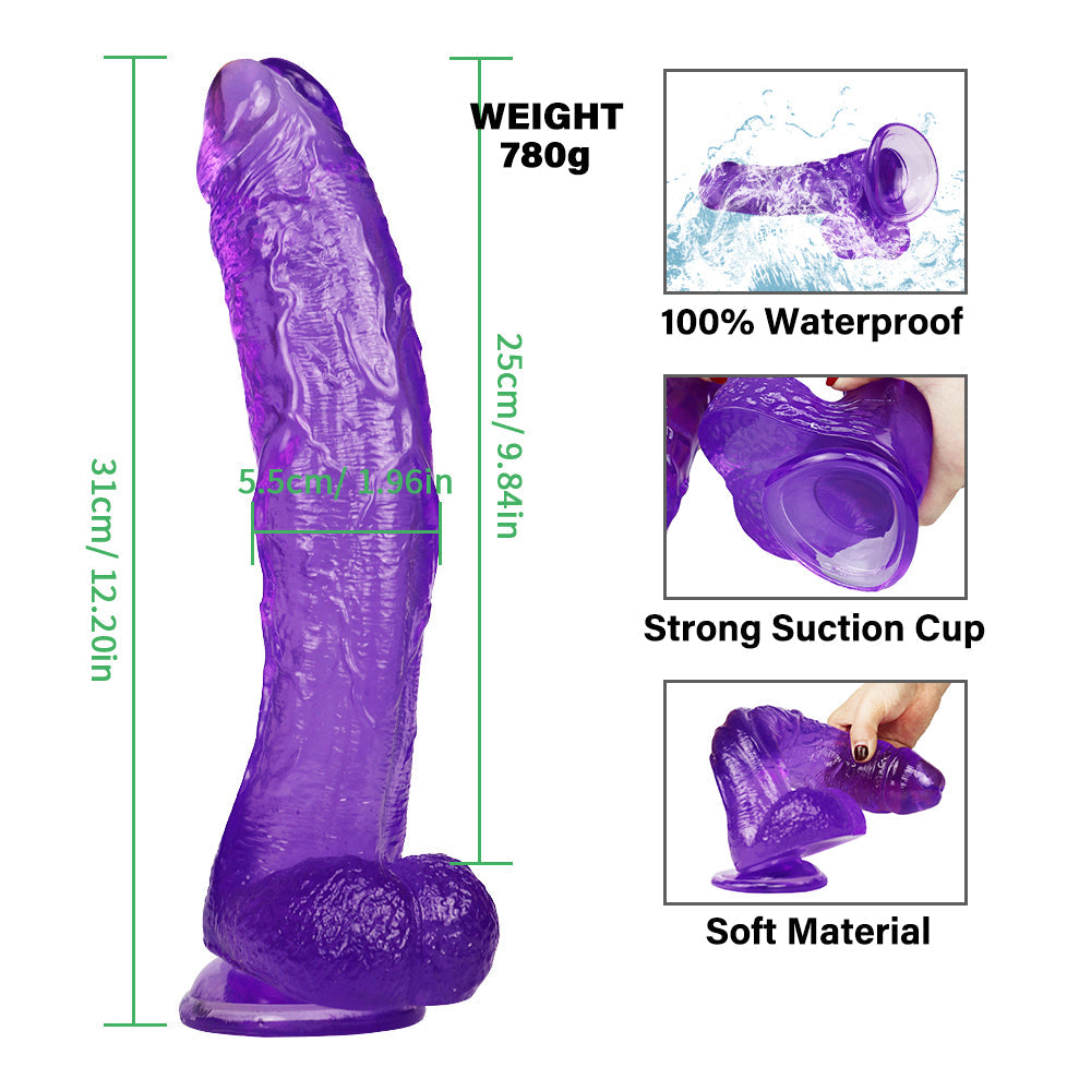 10 Inch Purple Wearable Big Jelly Dildo