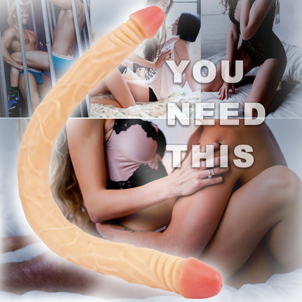 22 Inch Extra Long Realistic Flesh Color Double Dildo