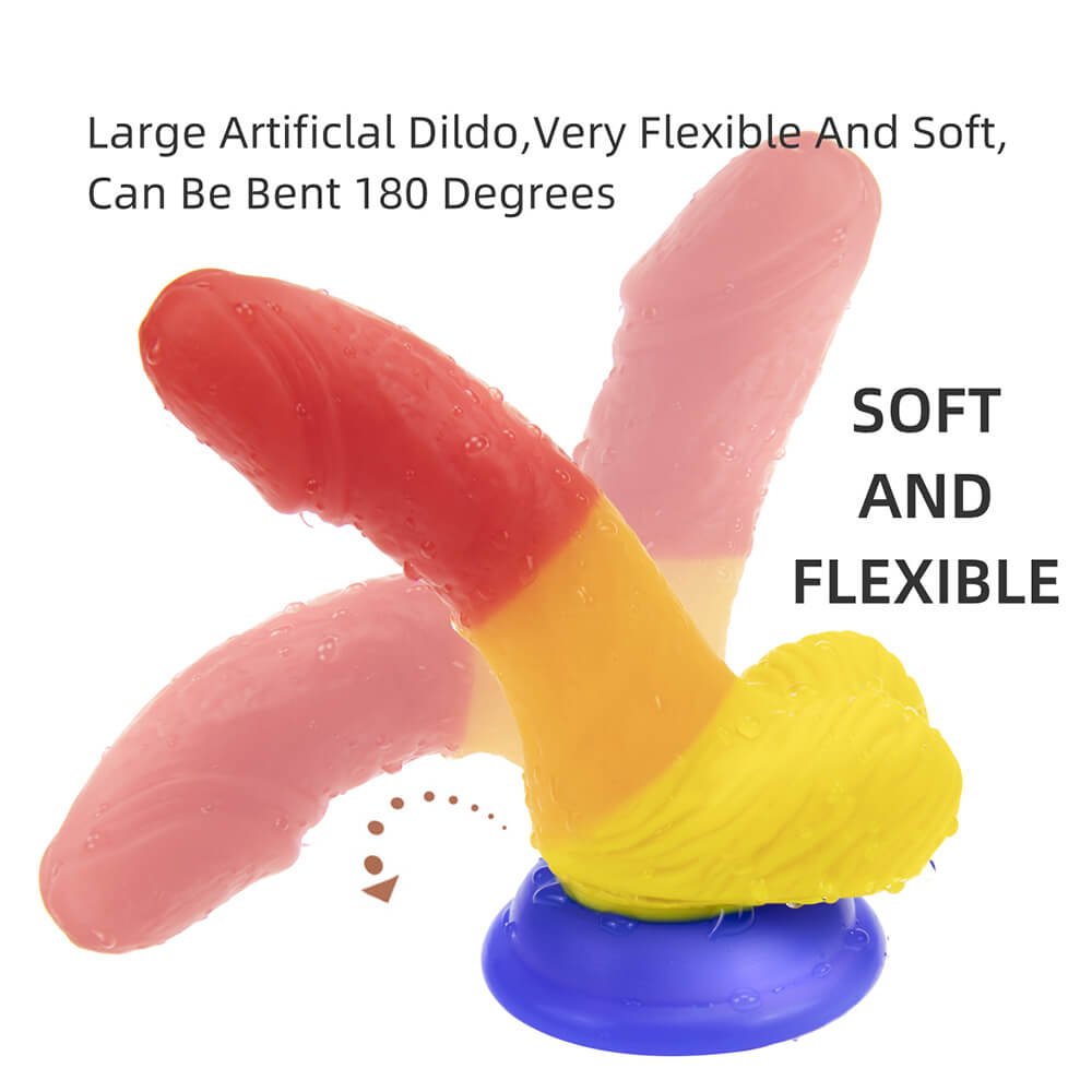 Small Rainbow Curved Dildo for Beginners