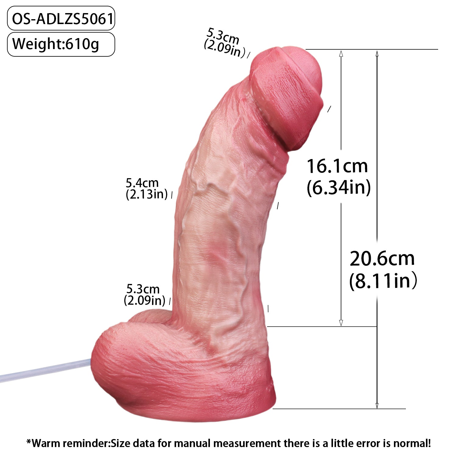 8 Inch Dual Density Squirting Dildo With Foreskin