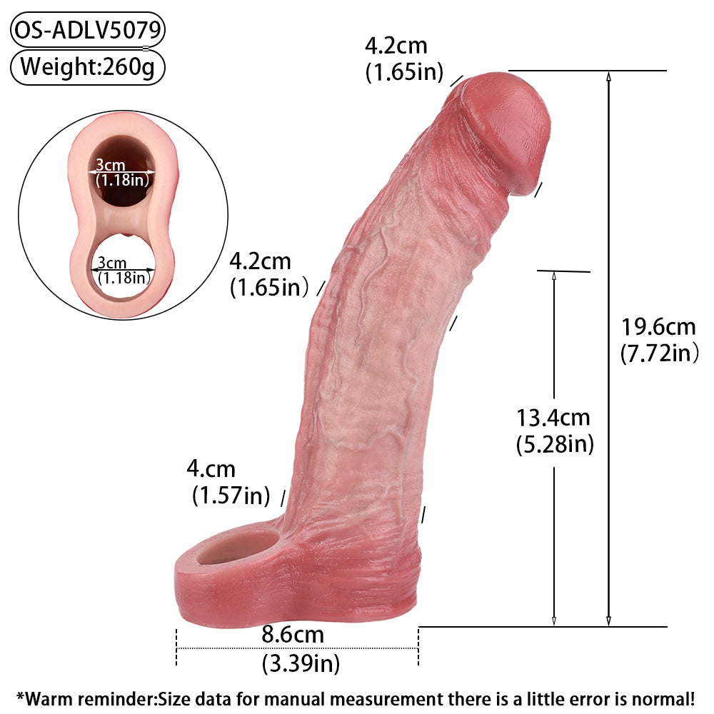 Realistic 7 Inch Cock Vibrating Penis Sleeve