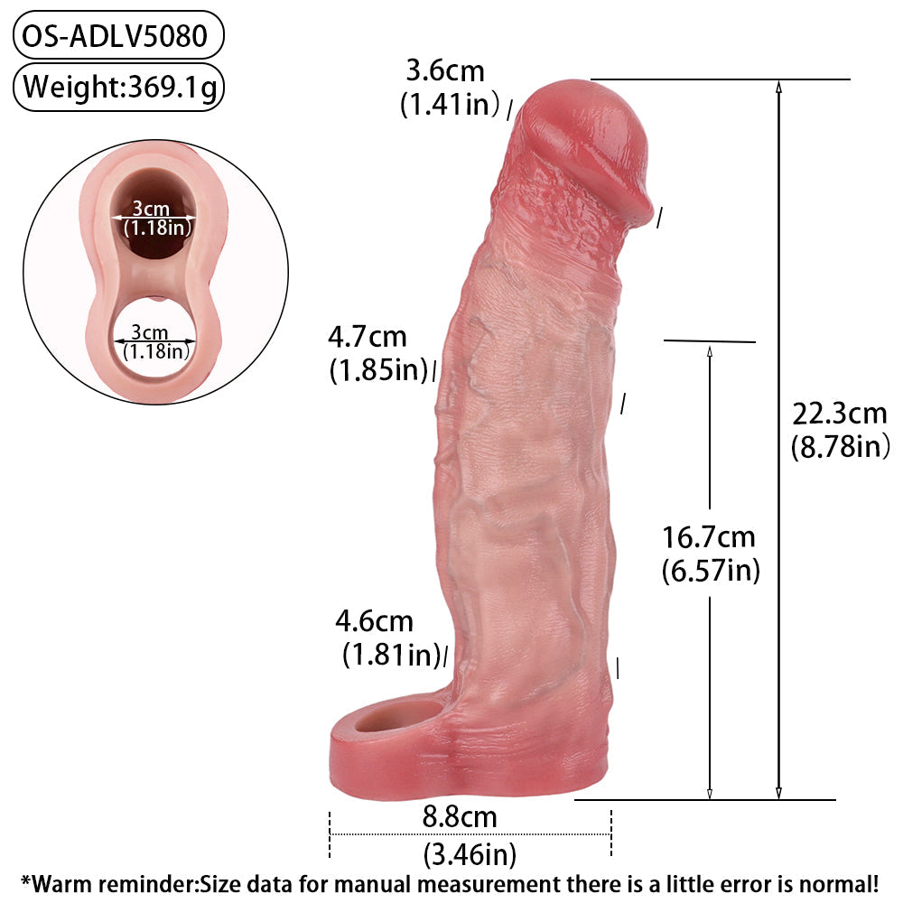 8 Inch Real Textured Vibrating Cock Sleeve
