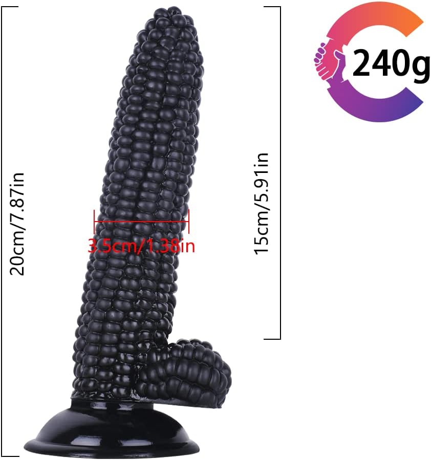Black 7 Inch Silicone Realistic Corn Dildo