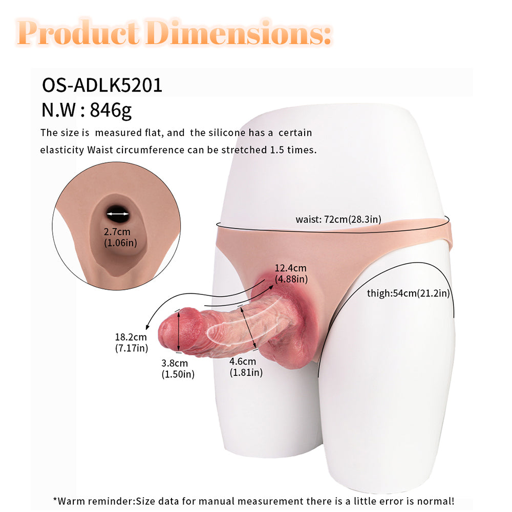 7 Inch Silicone Triangle Hollow Dildo  Panties