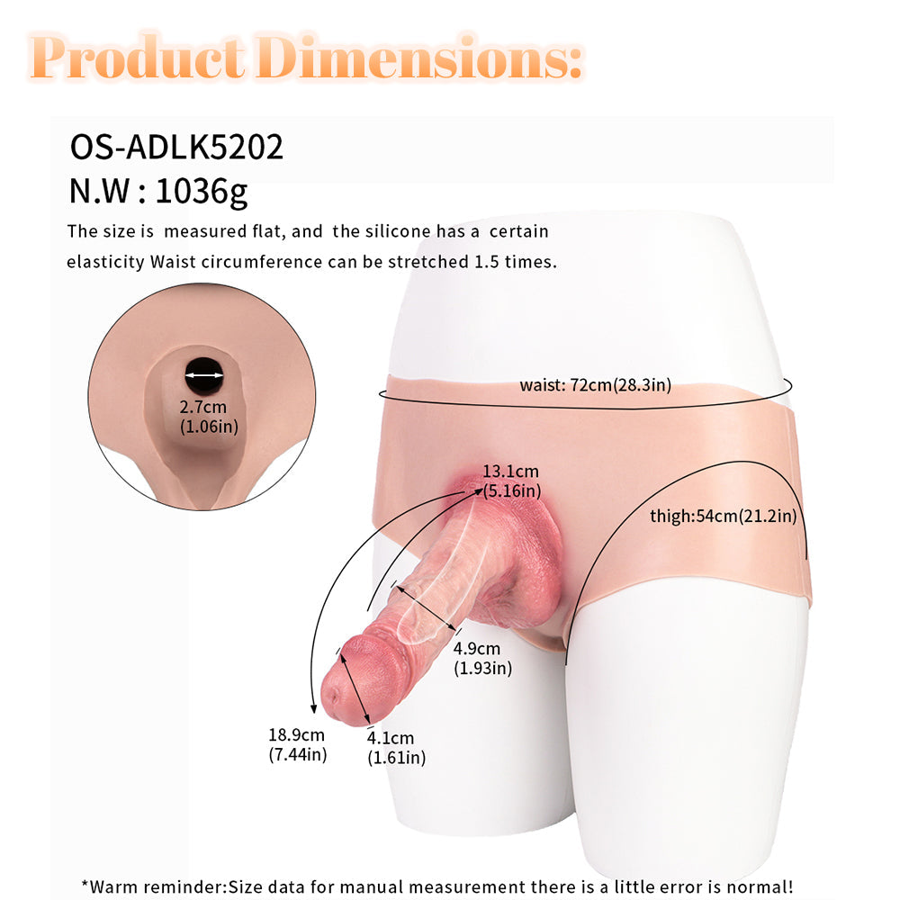 Hollow Silicone Male 7 Inch Dildo Panties