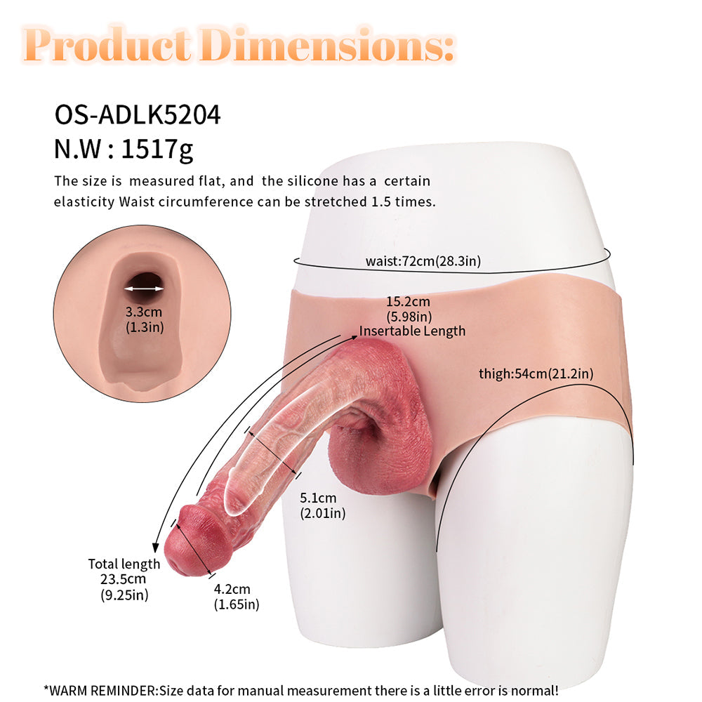 9 Inch Large Realistic Hollow Dildo Panties