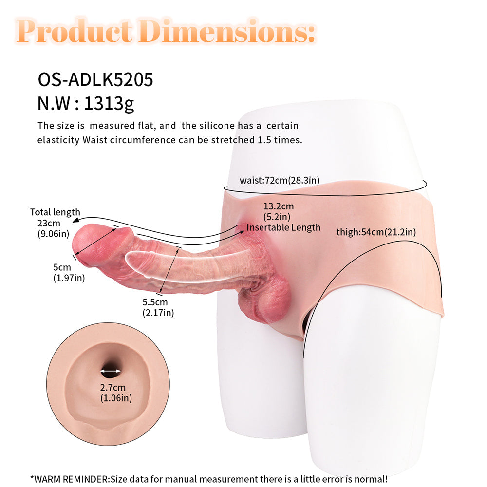9 Inch Realistic Textured Big Hollow Dildo Panties